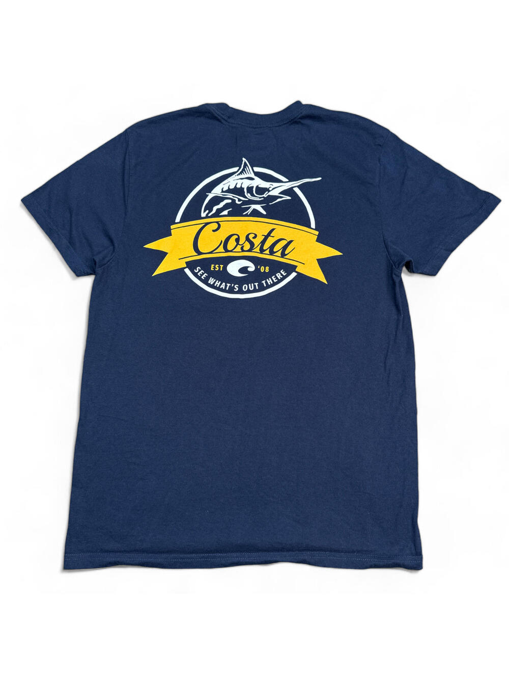 Costa Del Mar T Shirt Mens Size Medium Navy Blue Double Sided Graphic Tee